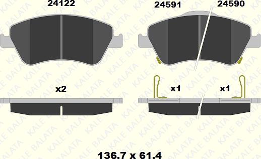 KALE 24122 190 05 - Тормозные колодки, дисковые, комплект autodnr.net