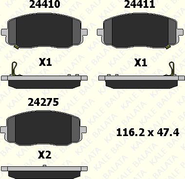 KALE 24275 168 05 - Гальмівні колодки, дискові гальма autocars.com.ua