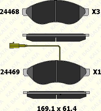 KALE 24468 190 15 - Гальмівні колодки, дискові гальма autocars.com.ua