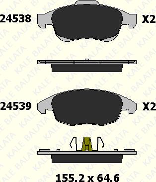 KALE 24538 180 05 - Гальмівні колодки, дискові гальма autocars.com.ua