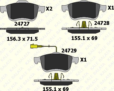 KALE 24727 200 05 - Гальмівні колодки, дискові гальма autocars.com.ua