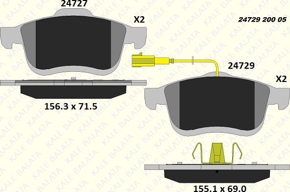 KALE 24729 200 05 - Гальмівні колодки, дискові гальма autocars.com.ua