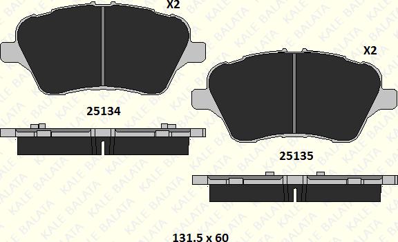 KALE 25134 167 15 - Гальмівні колодки, дискові гальма autocars.com.ua