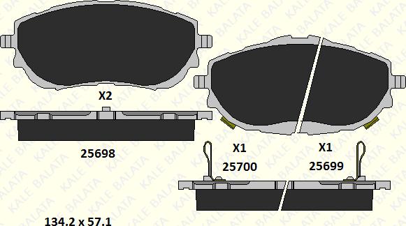 KALE 25698 187 15 - Гальмівні колодки, дискові гальма autocars.com.ua