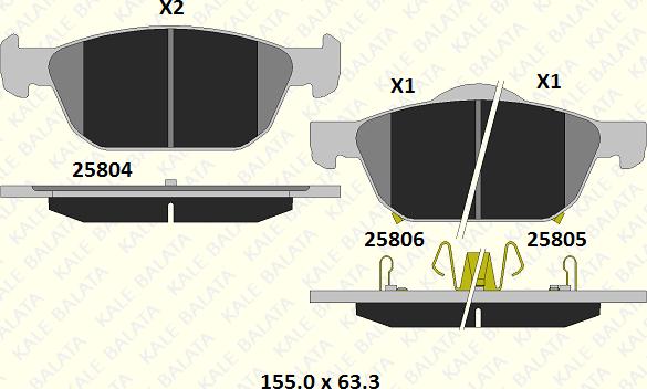 KALE 25804 170 05 - Гальмівні колодки, дискові гальма autocars.com.ua