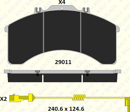 KALE 29011 250 14 - Гальмівні колодки, дискові гальма autocars.com.ua