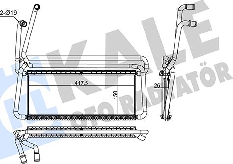 KALE OTO RADYATÖR 351720 - Теплообмінник, опалення салону autocars.com.ua