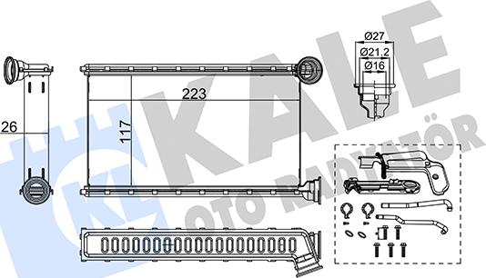KALE OTO RADYATÖR 355225 - Теплообмінник, опалення салону autocars.com.ua