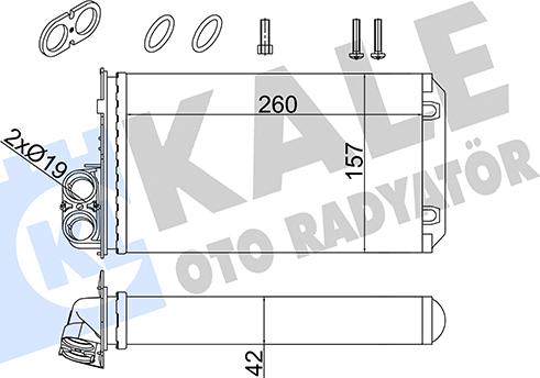 KALE OTO RADYATÖR 357245 - Теплообмінник, опалення салону autocars.com.ua