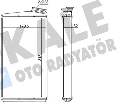 KALE OTO RADYATÖR 370555 - Теплообмінник, опалення салону autocars.com.ua