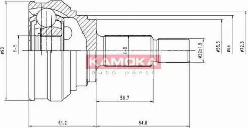 Kamoka 6146 - Шарнірний комплект, ШРУС, приводний вал autocars.com.ua