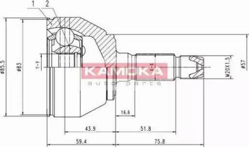 Kamoka 6180 - Шарнирный комплект, ШРУС, приводной вал avtokuzovplus.com.ua