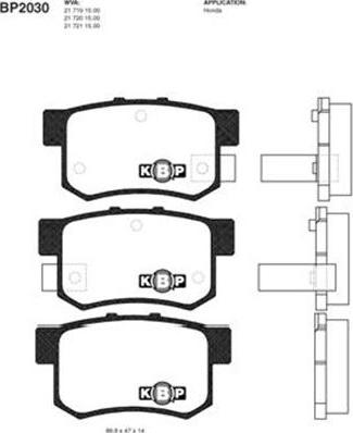 Kavo Parts BP-2030 - Гальмівні колодки, дискові гальма autocars.com.ua