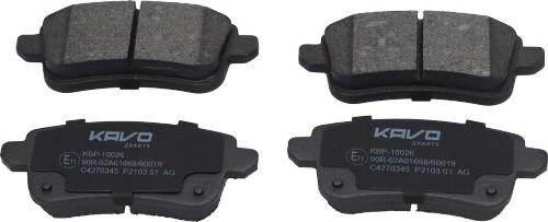 Kavo Parts KBP-10026 - Гальмівні колодки, дискові гальма autocars.com.ua