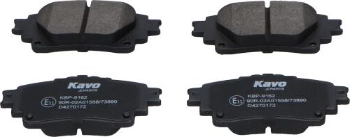 Kavo Parts KBP-9162 - Гальмівні колодки, дискові гальма autocars.com.ua