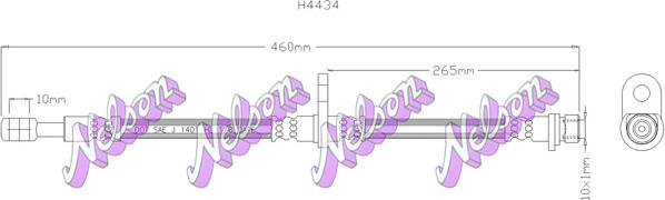 Kawe H4434 - Гальмівний шланг autocars.com.ua