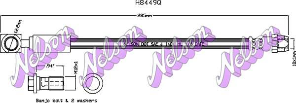 Kawe H8449Q - Гальмівний шланг autocars.com.ua