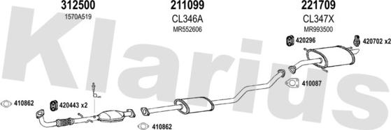 Klarius 210303E - Система випуску ОГ autocars.com.ua