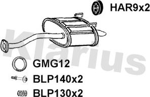 Klarius 231464 - Глушник вихлопних газів кінцевий autocars.com.ua
