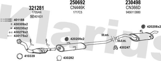 Klarius 330767E - Система випуску ОГ autocars.com.ua