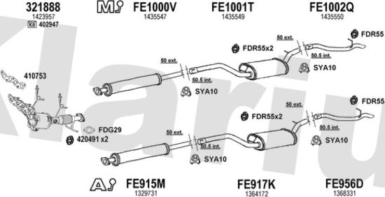 Klarius 361938U - Система випуску ОГ autocars.com.ua