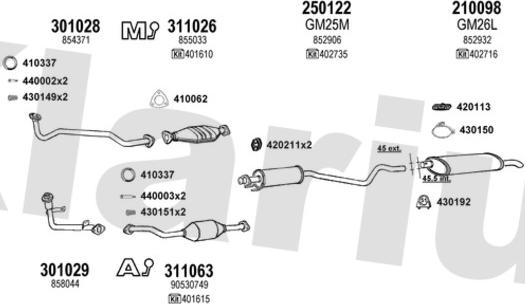 Klarius 390410E - Система випуску ОГ autocars.com.ua