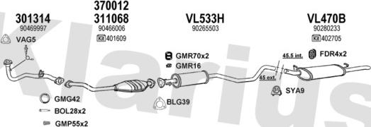 Klarius 390750U - Система випуску ОГ autocars.com.ua