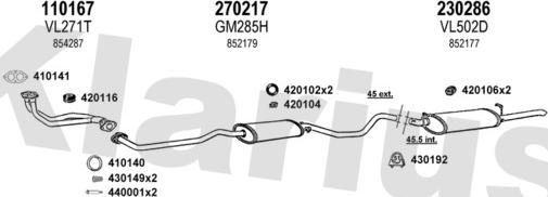 Klarius 390855E - Система випуску ОГ autocars.com.ua