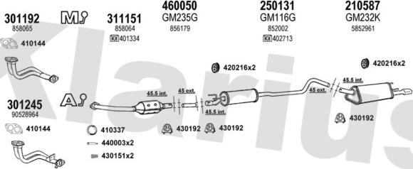 Klarius 390945E - Система випуску ОГ autocars.com.ua