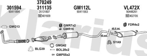 Klarius 390955U - Система випуску ОГ autocars.com.ua