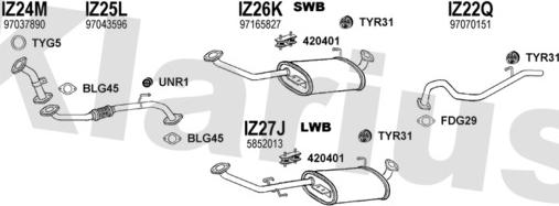 Klarius 391245U - Система випуску ОГ autocars.com.ua