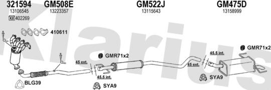 Klarius 391335U - Система випуску ОГ autocars.com.ua