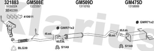 Klarius 391387U - Система випуску ОГ autocars.com.ua