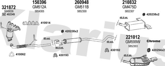 Klarius 391430E - Система випуску ОГ autocars.com.ua