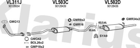Klarius 391843U - Система випуску ОГ autocars.com.ua