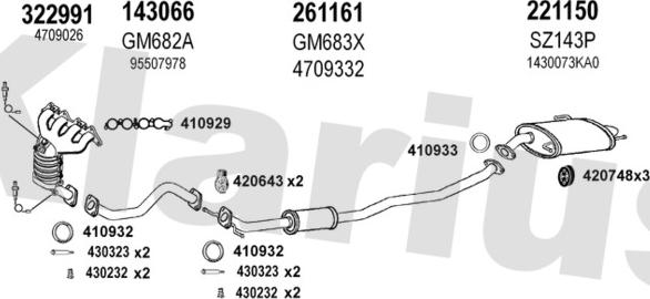 Klarius 391876E - Система випуску ОГ autocars.com.ua