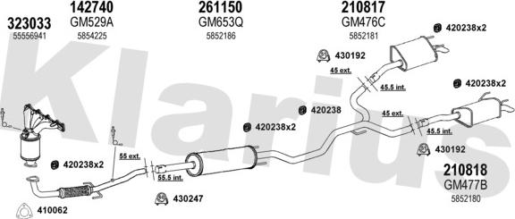 Klarius 391884E - Система випуску ОГ autocars.com.ua