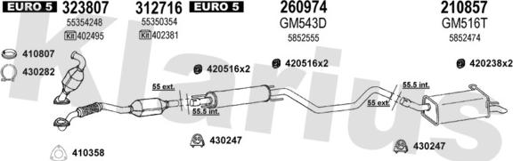 Klarius 392113E - Система випуску ОГ autocars.com.ua
