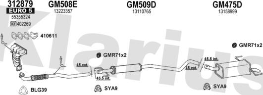 Klarius 392142U - Система випуску ОГ autocars.com.ua