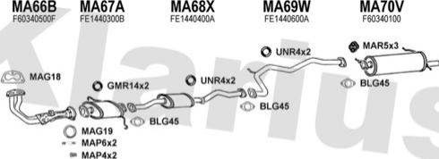 Klarius 570053U - Система випуску ОГ autocars.com.ua