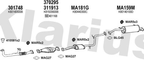 Klarius 570098U - Система випуску ОГ autocars.com.ua
