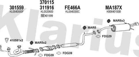 Klarius 570101U - Система випуску ОГ autocars.com.ua