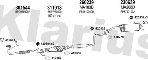 Klarius 570170E - Система випуску ОГ autocars.com.ua