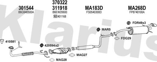 Klarius 570170U - Система випуску ОГ autocars.com.ua