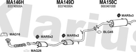 Klarius 570197U - Система випуску ОГ autocars.com.ua
