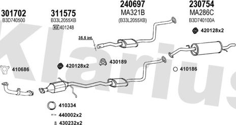 Klarius 570203E - Система випуску ОГ autocars.com.ua