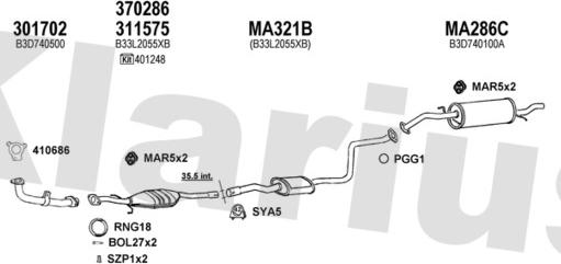 Klarius 570203U - Система випуску ОГ autocars.com.ua