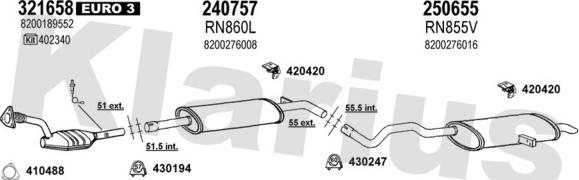 Klarius 721309E - Система випуску ОГ autocars.com.ua