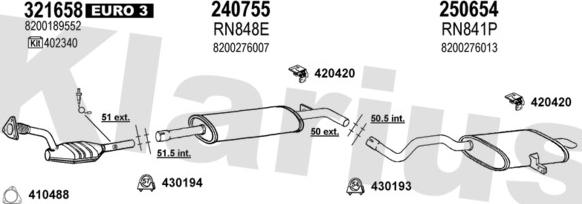 Klarius 721310E - Система випуску ОГ autocars.com.ua