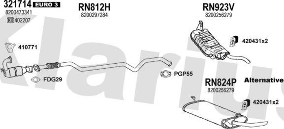 Klarius 721312U - Система випуску ОГ autocars.com.ua
